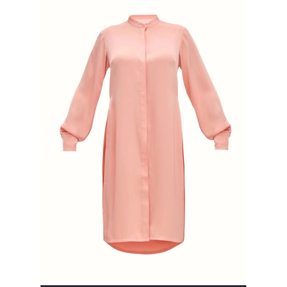 Andrea Iyamah Top Lichi‎ Tunic Powder Peach Satin Mandarin Collar XS US 4 NEW